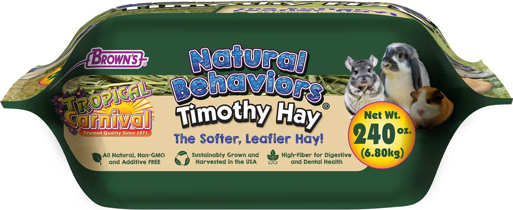 FM Browns Tropical Carnival Natural Behaviors Timothy Hay – 240 oz (6.80 kg) 1x3