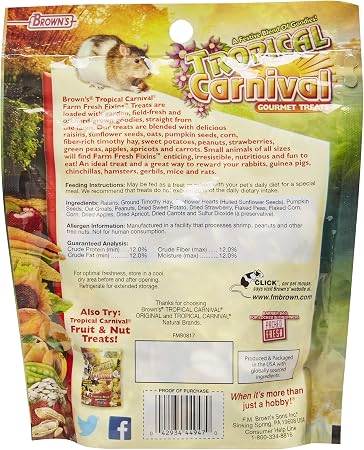 FM Browns Tropical Carnival Farm Fresh Fixins Small Animal Treat – 10 oz (283 g) 1x8