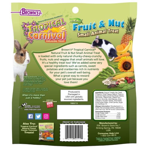 FM Browns Tropical Carnival Natural Fruit & Nut Small Animal Treat – 8 oz (227 g) 1x8