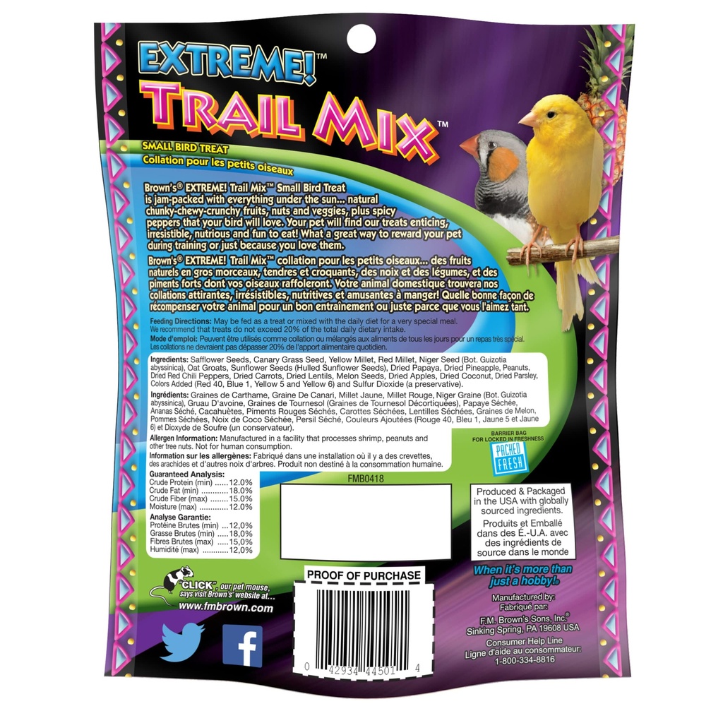 FM Browns Extreme Trail Mix Small Bird Treat – 4 oz (113 g)  1x12