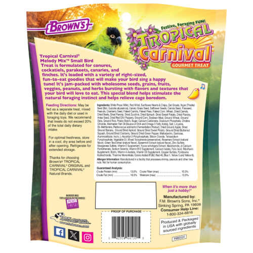 FM Browns Tropical Carnival Melody Mix Small Bird Treat – 5 oz (141 g) 1x13