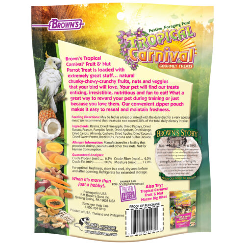 FM Browns Tropical Carnival Fruit & Nut Parrot Treat – 12 oz (340 g) 1x8