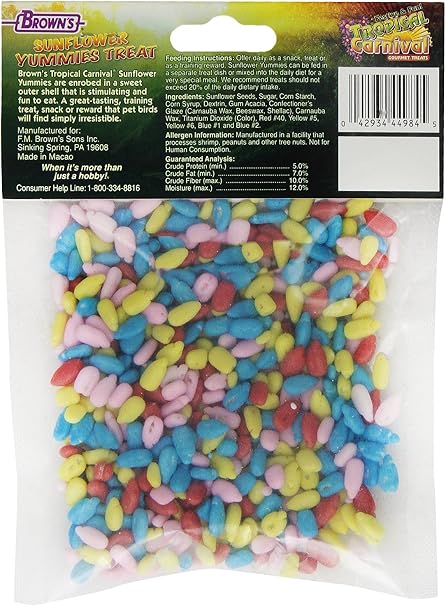 FM Browns Tropical Carnival Sunflower Yummies Bird Treat – 3.5 oz (99 g) 1x8