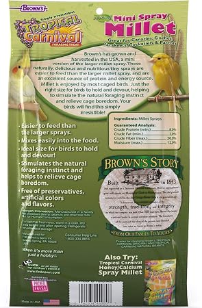 FM Browns Tropical Carnival Natural Mini Spray Millet Bird Treat – 4 oz (113 g) 1x24