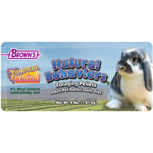 FM Browns Tropical Carnival Natural Behaviors Foraging Pellets Adult Pet Rabbit Daily Diet – 4 lb (1.81 kg) 1x3