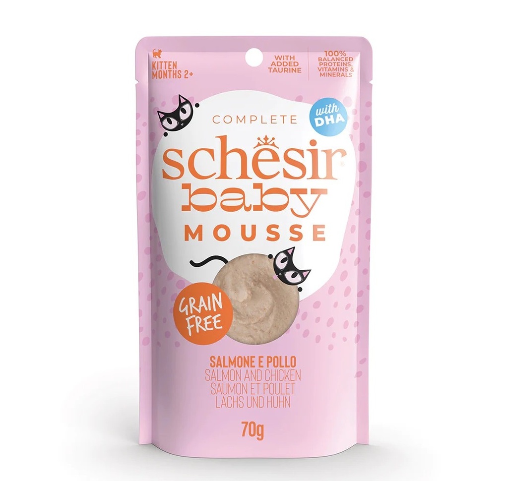 Schesir BABY CAT - Salmon & Chicken Mousse in Pouch 70g (1*12)