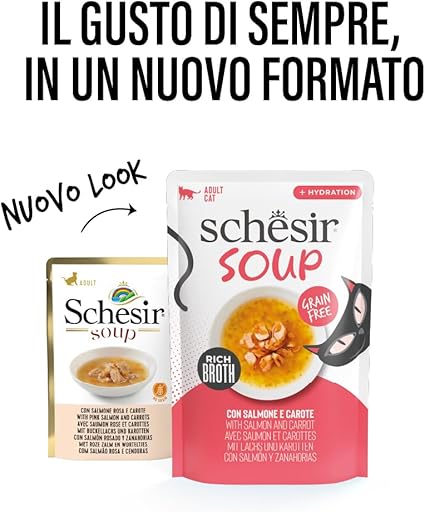 Schesir Soup Wet Cat Pouch – Salmon with Carrots in Broth - 40g (1*12)