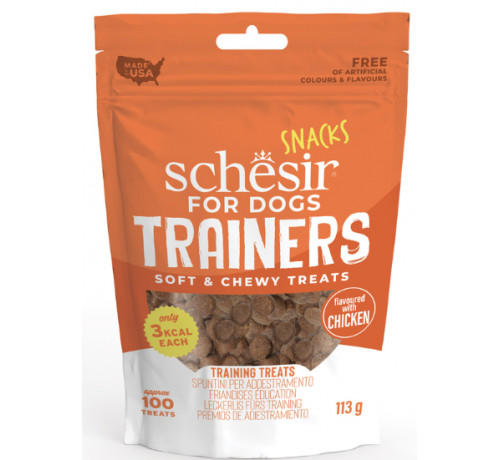 Schesir Dog Training Snack Pouch - Soft & Chewy Chicken Bites, 6 × 113g