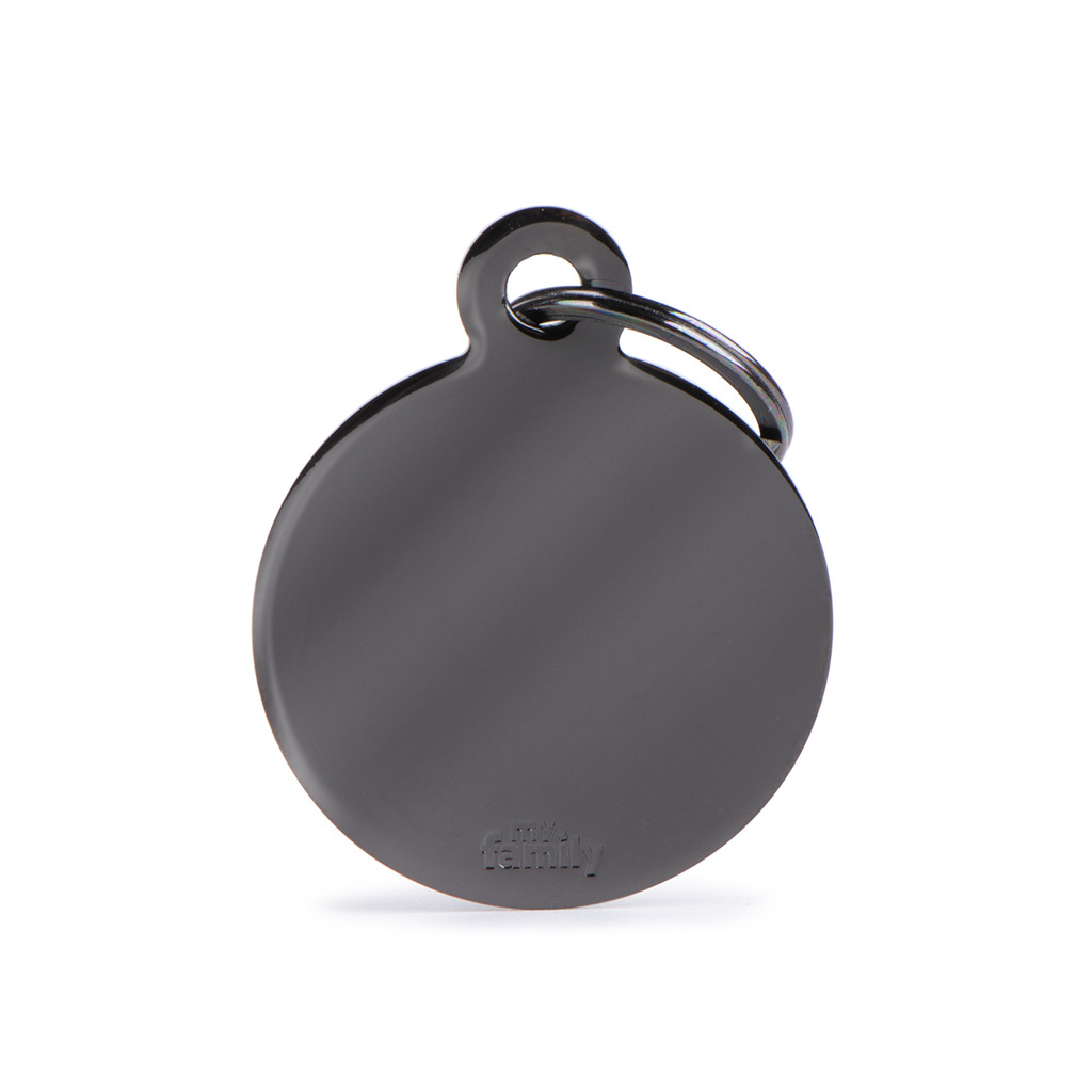 Basic Big Circle ID Tag in Black Brass