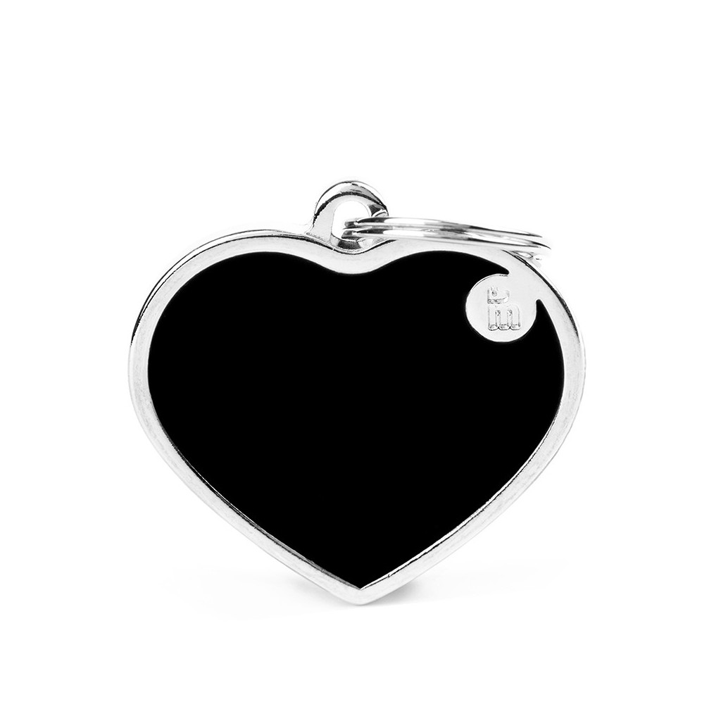 Basic Handmade Big Black Heart ID Tag