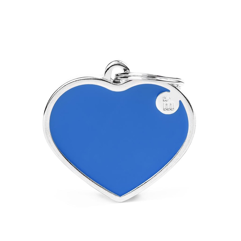 Basic Handmade Big Blue Heart ID Tag
