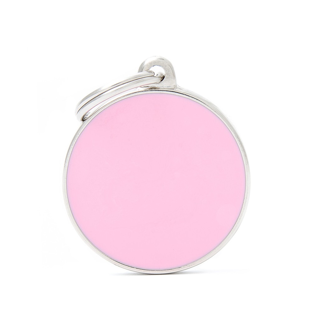 Basic Handmade Big Pink Circle ID Tag