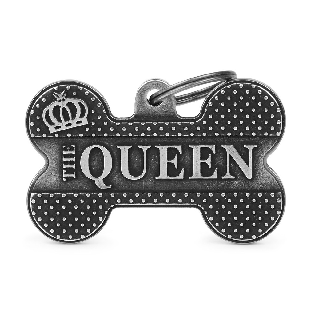 Bronx The Queen XL Bone ID Tag in Antique Silver