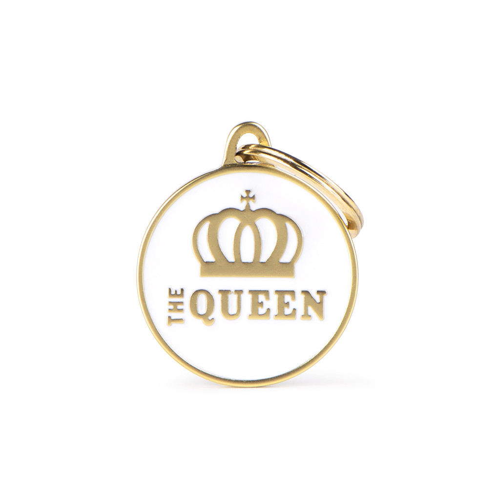 Charms White Satin The Queen ID Tag