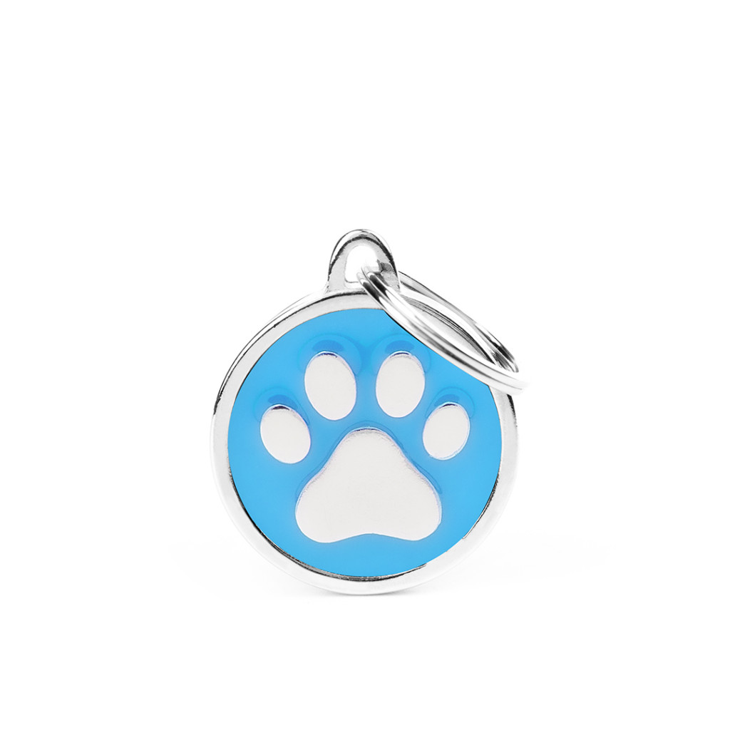 Classic Light Blue Circle with Paw ID Tag