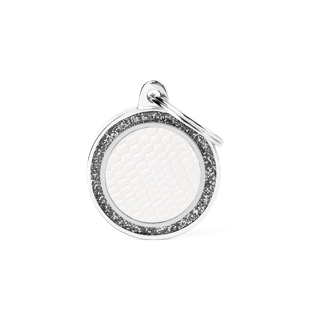 Shine Saint Tropez White Glitter Circle ID Tag