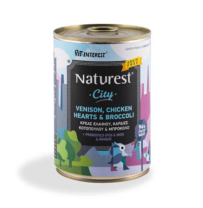 Naturest Gourmet City  Venison , Chicken Hearts & Broccoli 400 Gr