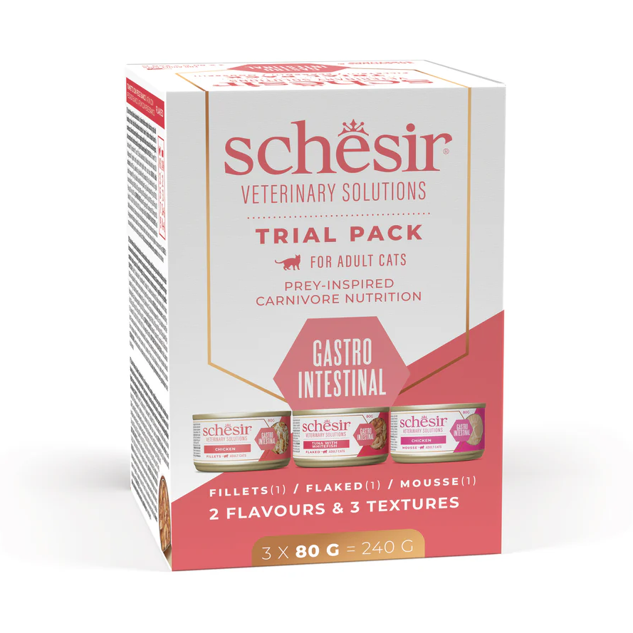 Schesir Veterinary Solutions Gastrointestinal Variety Pack Wet Cat Food 3x80g Cans - (1*12)