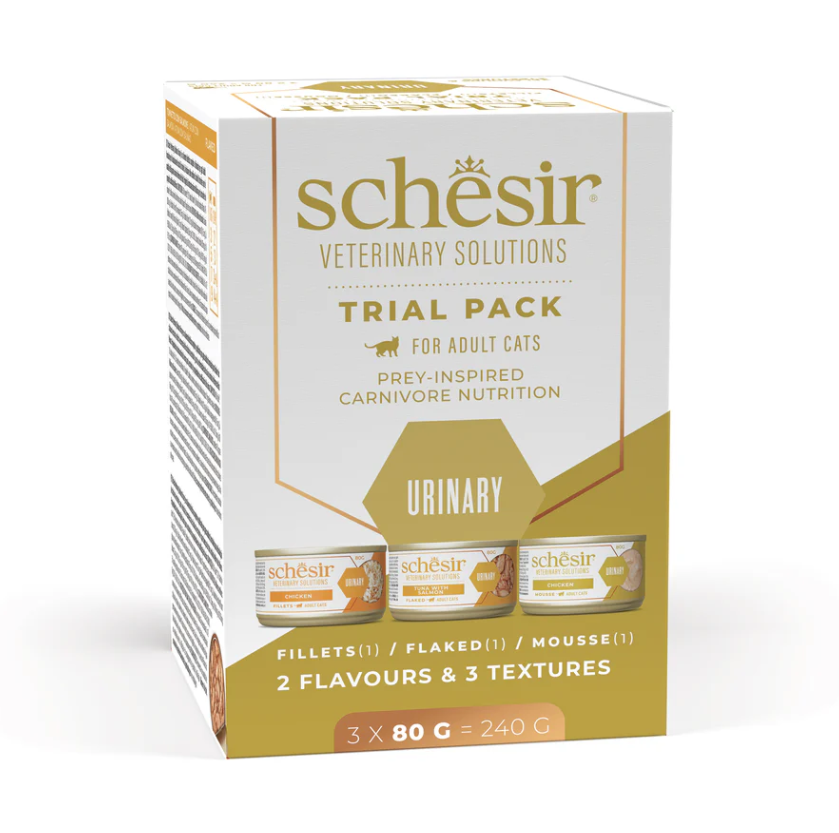 Schesir Veterinary Solutions Urinary Variety Pack Wet Cat Food, 3x80g Cans - (1*12)