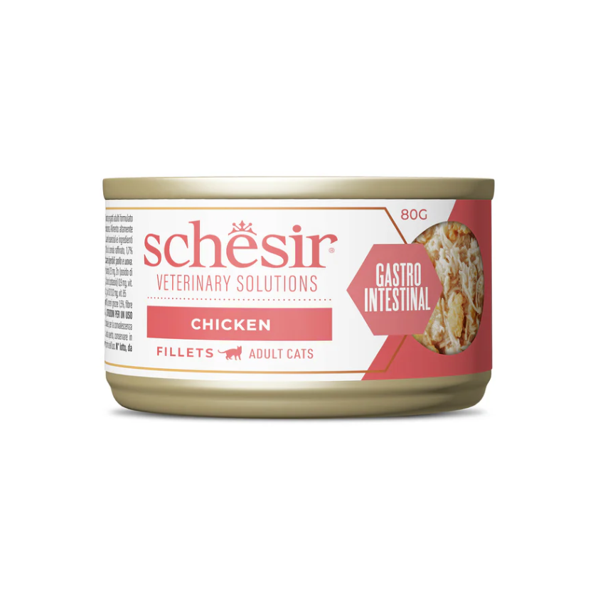 Schesir Veterinary Solutions Gastrointestinal Chicken Fillets Wet Cat Food, 80g (1*8)