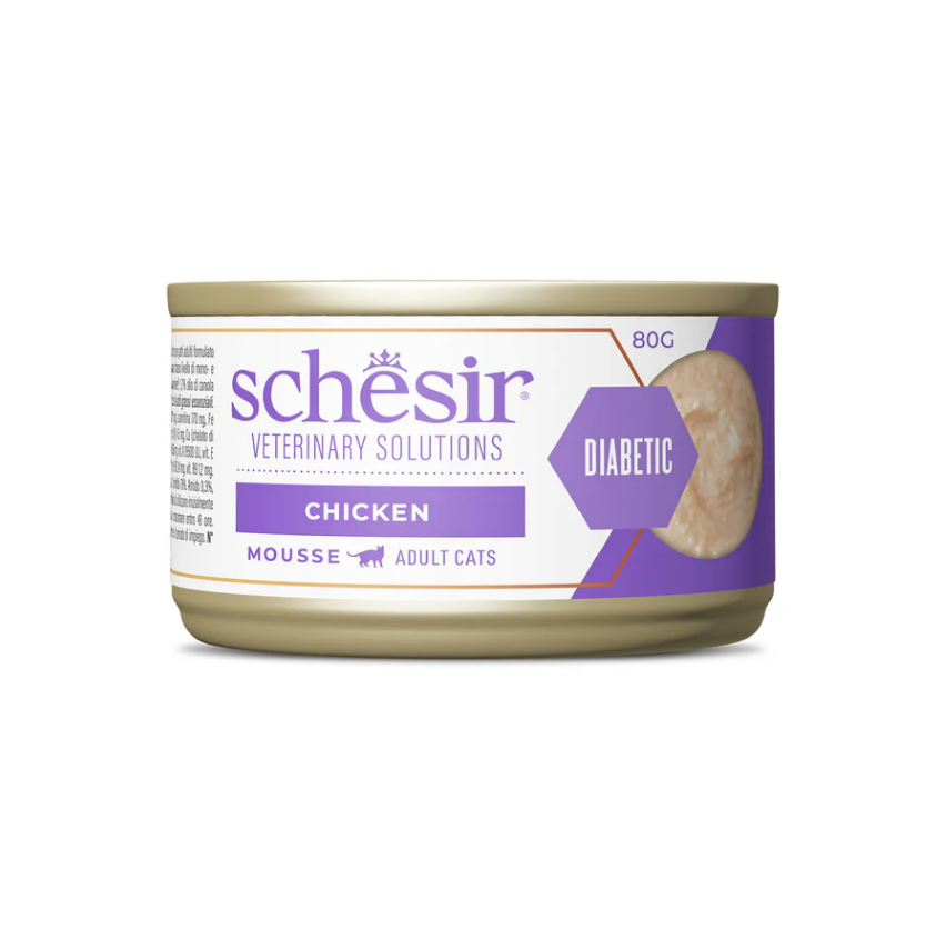 Schesir Veterinary Solutions Diabetic Chicken Mousse Wet Cat Food, 80g (1*8)
