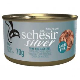 Schesir SILVER Cat Tuna and Mackerel in Broth Can 70g Cans (1*12)