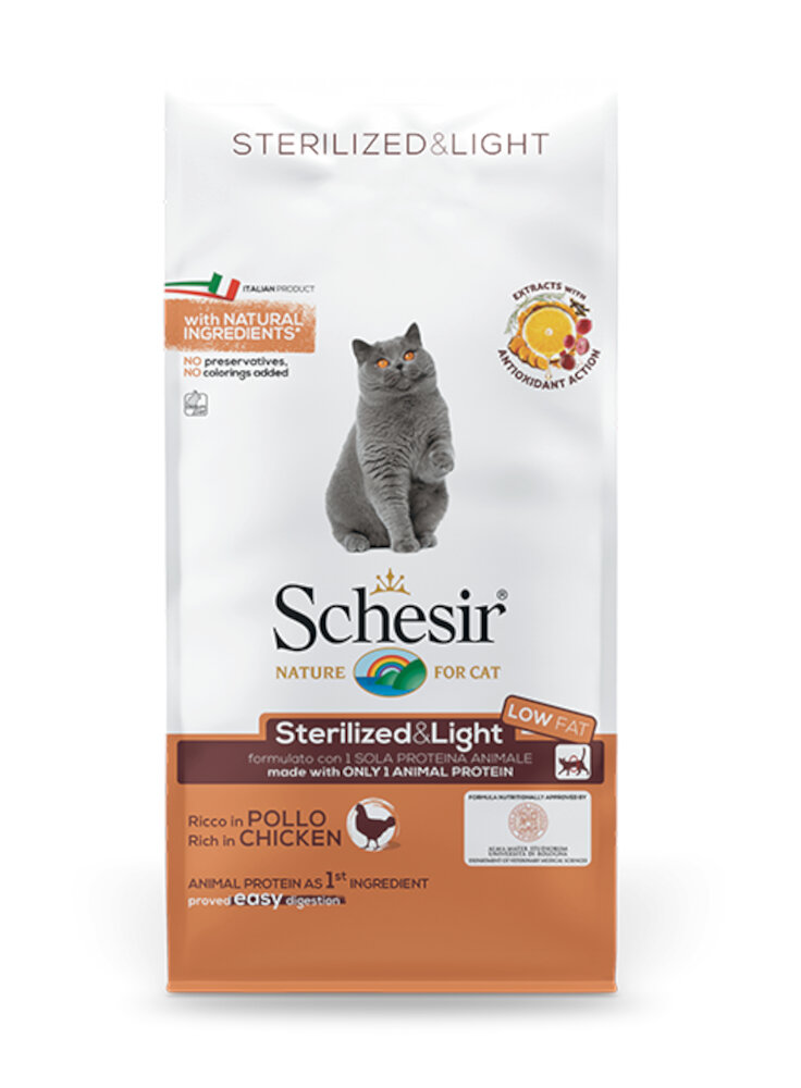 SCHESIR CAT BAG DRY STERIL. & OVERWEIGHT CHICK. 1.5KG (1*6)