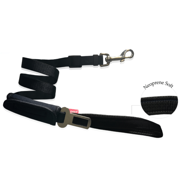 Goget 2in1 Seat Belt&Leash Soft Handle Black 2cmx40-100cm