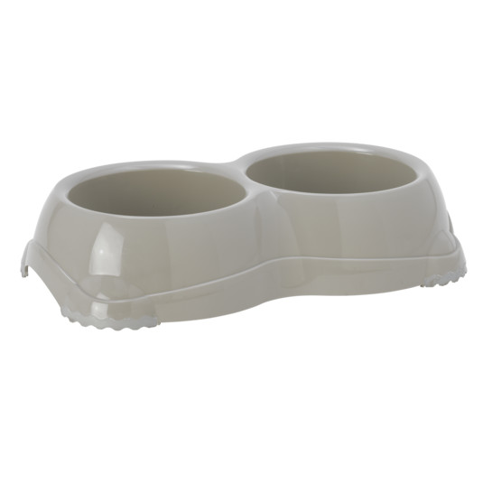 Moderna Double Smarty Plastic Non-Slip Pet Food Bowl 2 X 645Ml Warm Grey