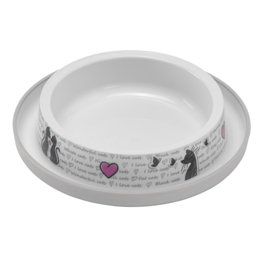 Moderna Cats In Love Trendy Dinner Bowl  Small, 350ml, Grey White