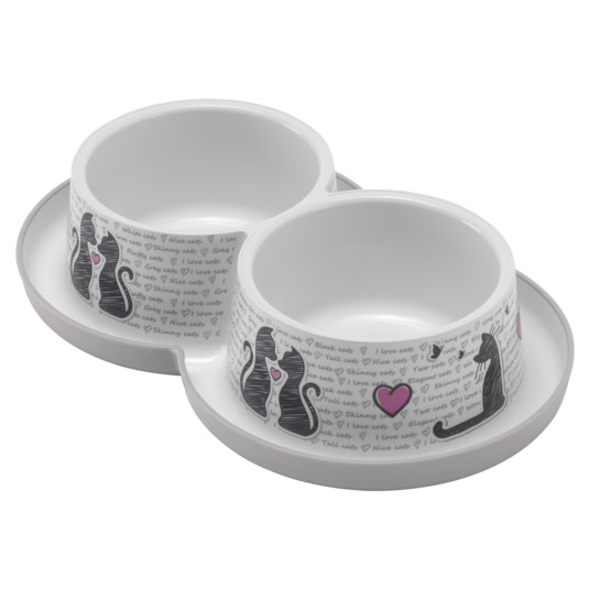 Moderna Cats in Love Double Trendy Dinner 2x350 ml -  Grey White