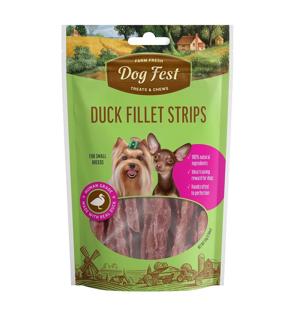 Dog Fest Duck fillet strips, for small breeds, 55g -Treat
