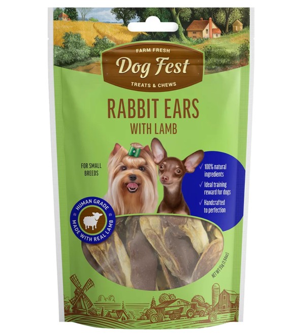 Dog Fest Rabbit ears with lamb, for small breeds, 55g.-Chew treat