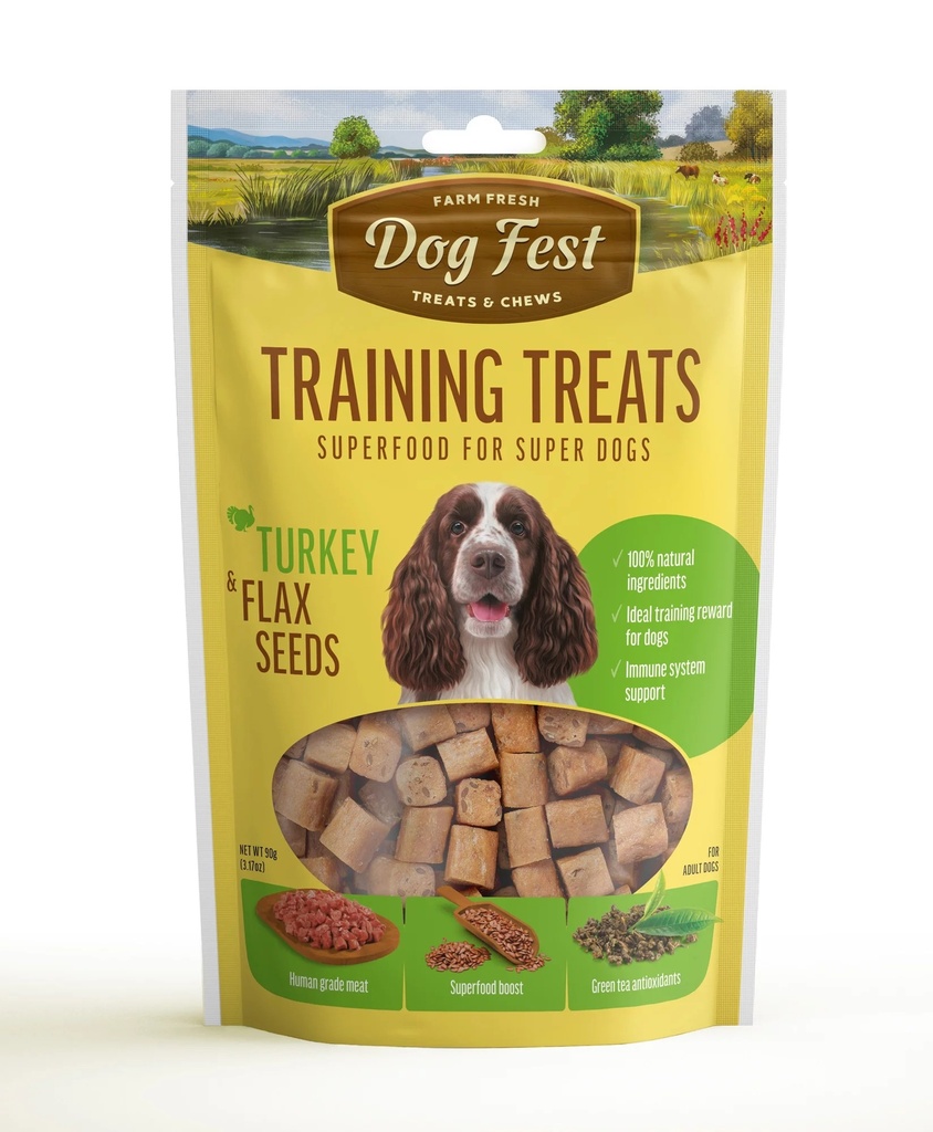 Dog Fest Training treats Turkey & Flax seeds, for all dogs, 90 g.