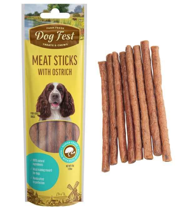 Dog Fest Meat sticks with ostrich, for all dogs, 45g.-Treat