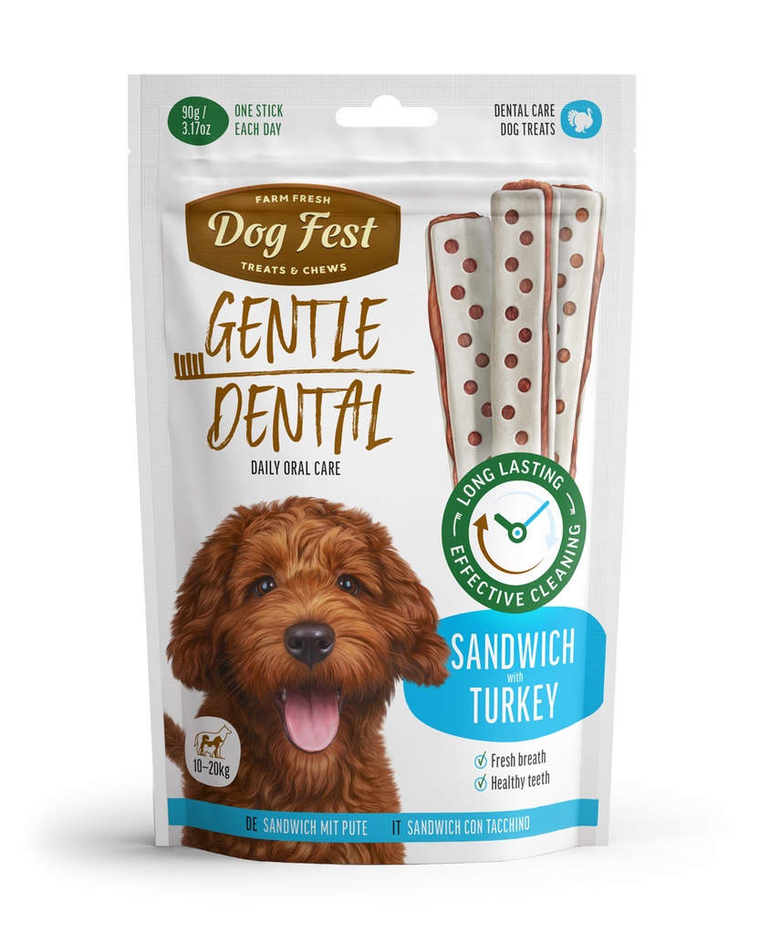 Dog Fest Dental Sandwich with turkey for dogs 10-20kg, 90g - Treat