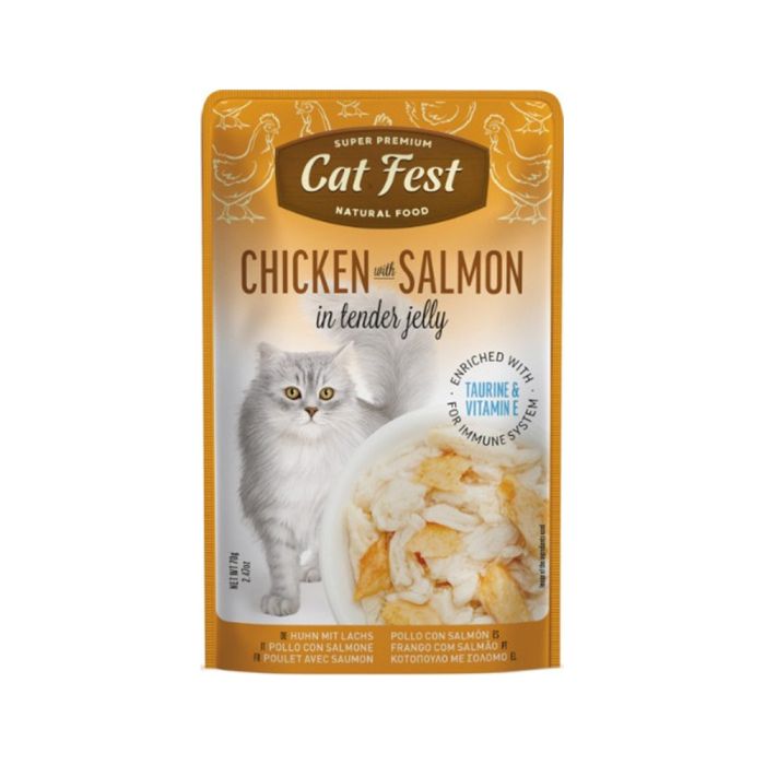 Cat Fest Chicken with salmon in tender jelly, 70g - Cat Wet Food 1*12