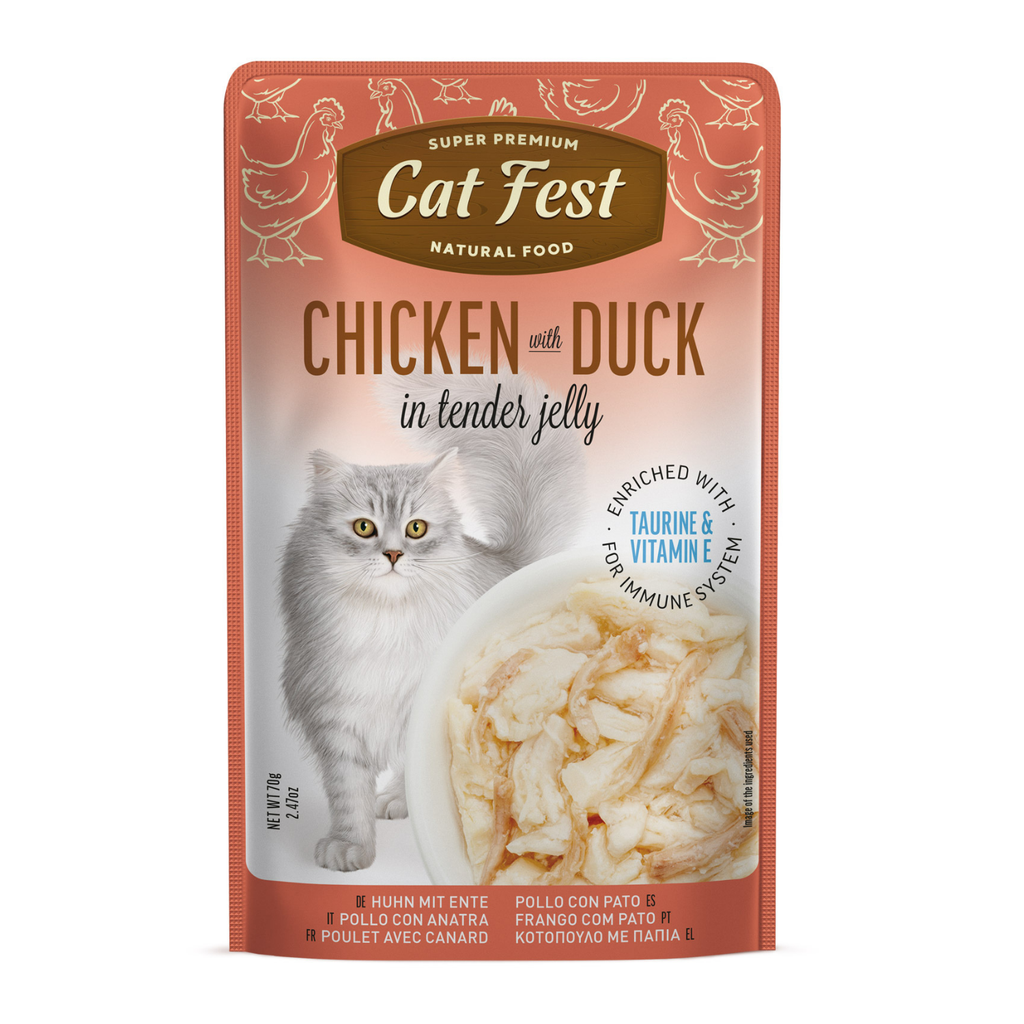 Cat Fest Chicken with duck in tender jelly, 70g - Cat Wet Food 1*12