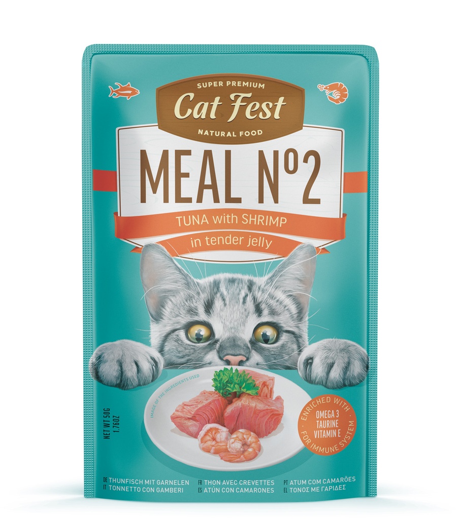 Cat Fest Tuna with Shrimp in tender jelly Meal Nr2, 12 x 50g - Cat Wet Food