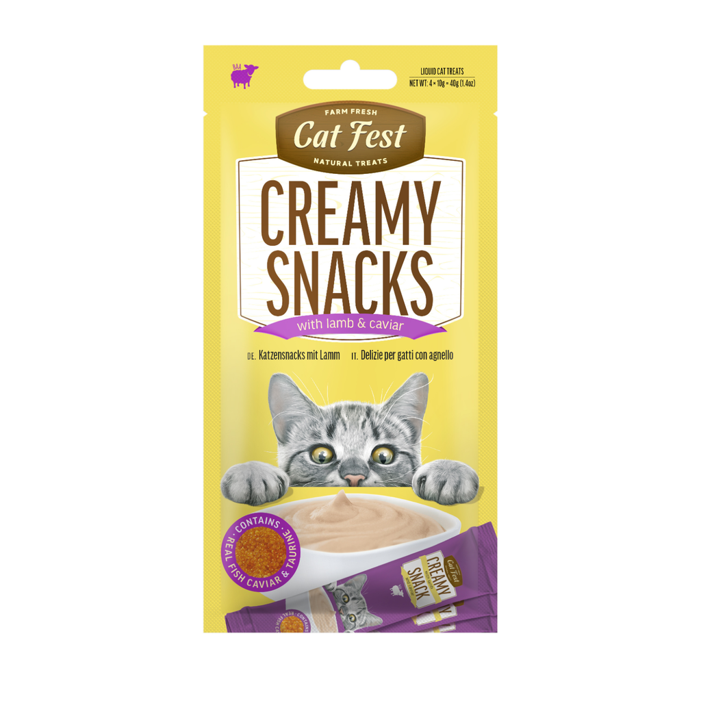 Cat Fest Creamy snacks with lamb and caviar, 4 x 10g