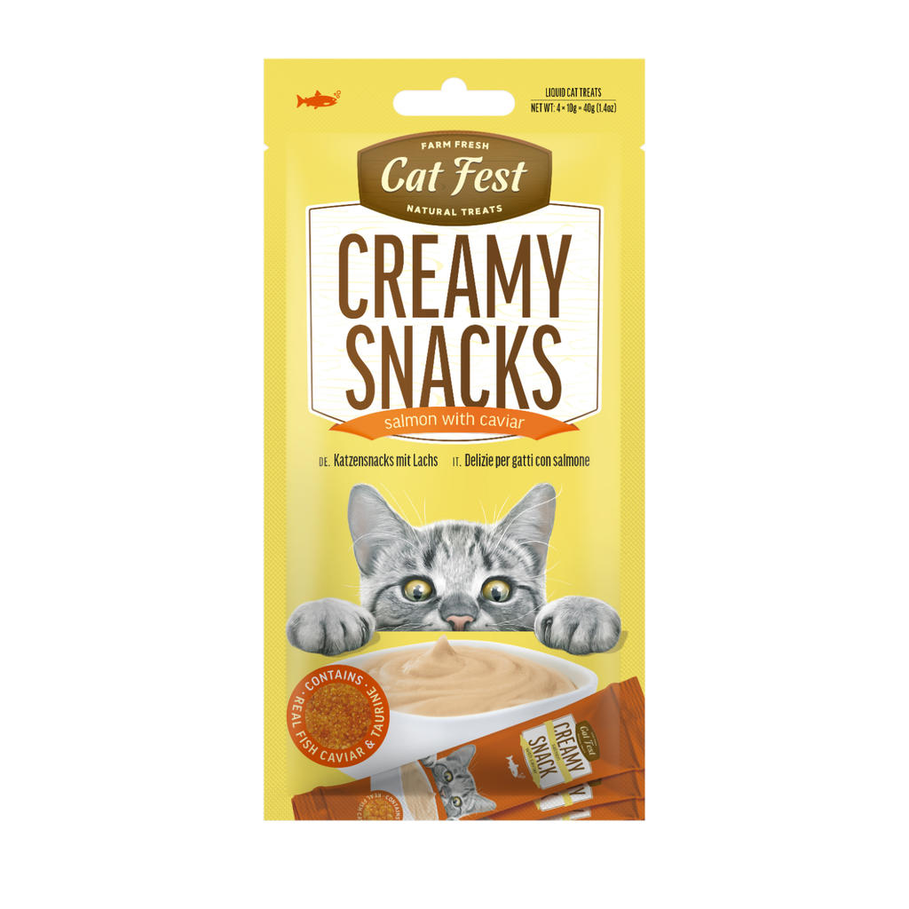 Cat Fest Creamy snacks with salmon and caviar, 4 x 10g