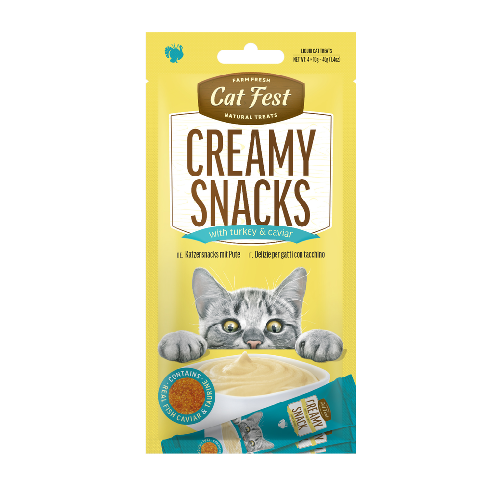 Cat Fest Creamy snacks with tuna and caviar, 4 x 10g