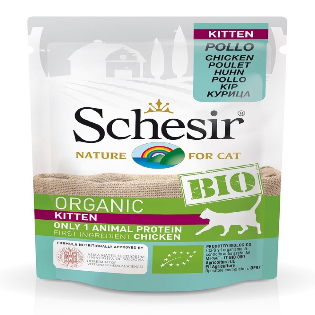 Schesir Bio Organic Pouch For Kitten with Chicken In Paté 85g (16x1)
