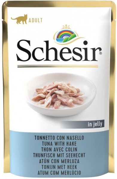 Schesir Pouch Tuna with Hake in Jelly For Adult Cat 85g (20x1)