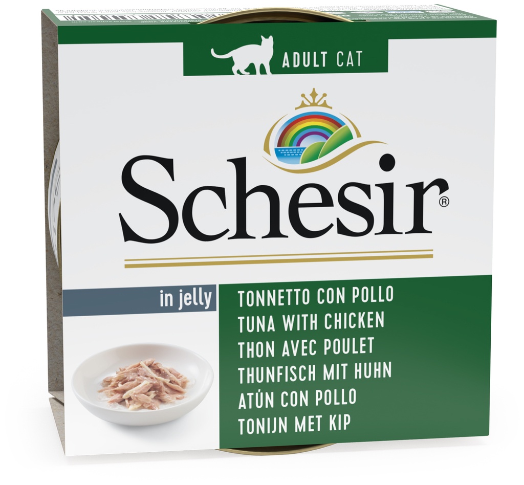 Schesir Cat Food in Jelly – Tuna with Chicken - 85g Can (1*56)