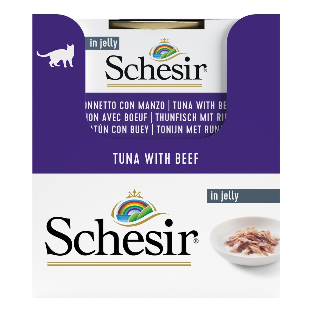 Schesir Cat Food in Jelly – Tuna with Beef Fillets - 85g Can (1*56)