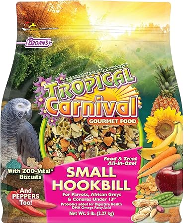 FM Browns Tropical Carnival Gourmet Small Hookbill Food – 5 lb (2.27 kg) 1x6