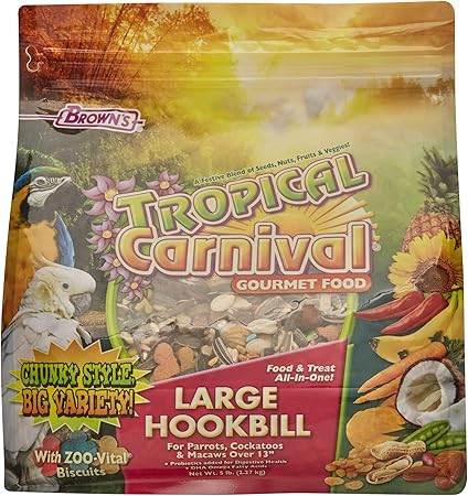 FM Browns Tropical Carnival Gourmet Large Hookbill Food – 5 lb (2.27 kg) 1x6