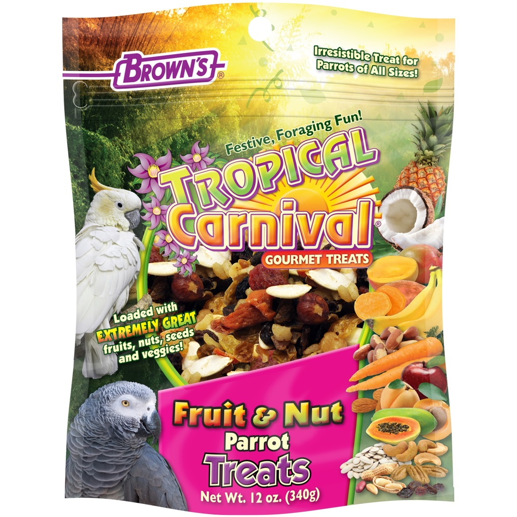 FM Browns Tropical Carnival Fruit & Nut Parrot Treat – 12 oz (340 g) 1x8