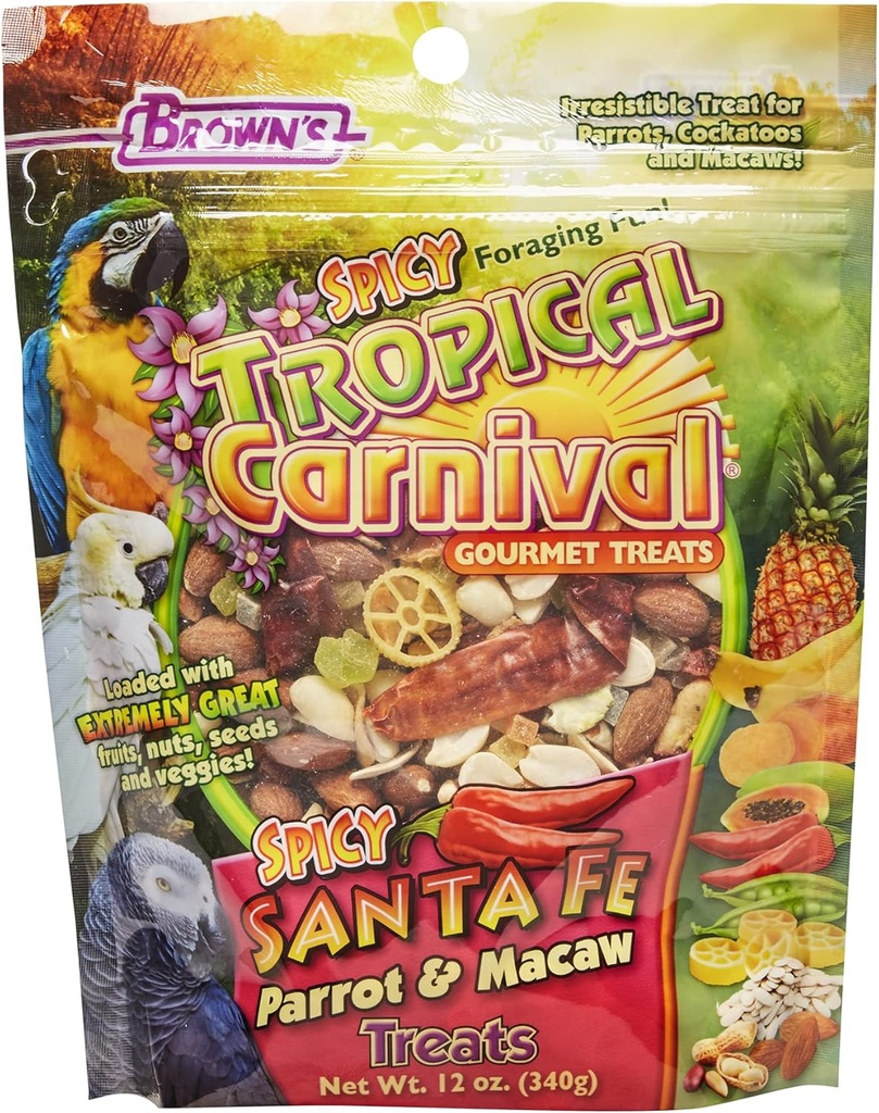 FM Browns Tropical Carnival Spicy Santa Fe Parrot & Macaw Treat – 12 oz (340 g) 1x8